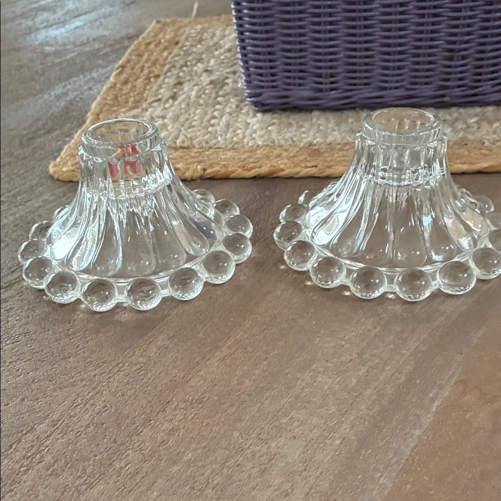 Vintage candlewick glass candle holders